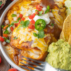 Slow Cooker Smothered Chicken Burritos