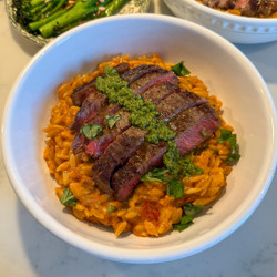 Sun-dried Tomato Steak Orzo With Pesto