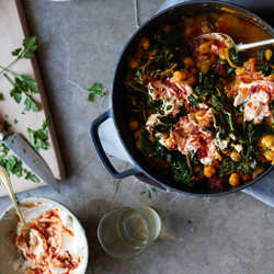 Quick Chickpea Braise With Kale And Harissa