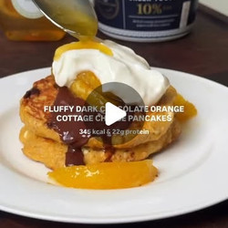 Fluffy Dark Chocolate Orange Cottage Cheese Pancakes