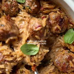 Marry Me Chicken Meatballs &amp; Orzo