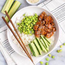 Maple-teriyaki Salmon Sushi Bowls With Cucumber &amp; Edamame