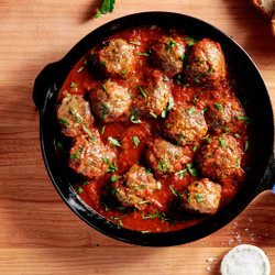 Beef And Lamb Semolina Meatballs In Spicy Red Sauce