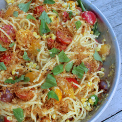 Spaghetti With Sweet Corn Pesto