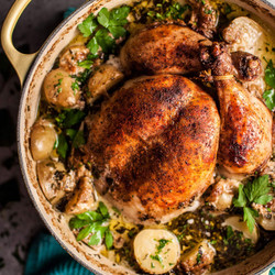 Creamy Lemon And Herb Pot Roasted Chicken