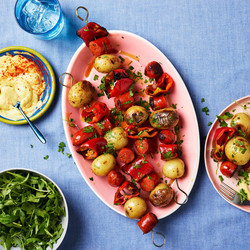 Crispy Potato, Pepper &amp; Chorizo Skewers