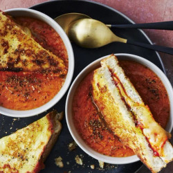 Tomato And Kimchi Soup With Chilli Cheese Toasties