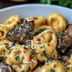 One-pan Cowboy Butter Tortellini Steak Bites