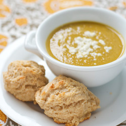 Curried Sweet Potato Soup With Goat Cheese Biscuits