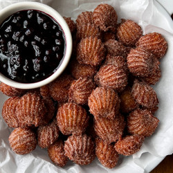 Brown Butter Churro Bites With Wild Blueberry Dipping Sauce