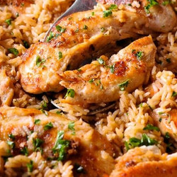 Chicken With Garlic Parmesan Rice