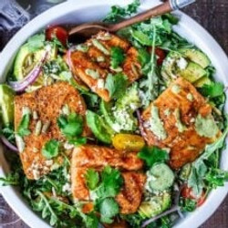 Grilled Salmon Salad Recipe With Creamy Cilantro Lime Dressing