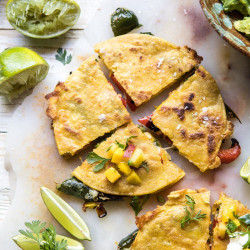 Grilled Vegetable And Cheese Quesadillas With Mango Salsa