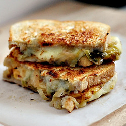 Grilled Cheese Sandwich With "pickled" Brussels Sprouts And Onions