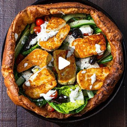Savoury Dutch Babies With Fried Halloumi &amp; Greek Yoghurt