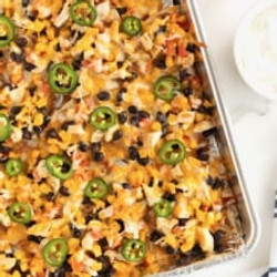 Sheet Pan Chicken And Black Bean Nachos