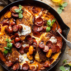 Skillet Cheesy Pizza Chicken