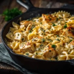 Garlic Chicken Bowties In Spicy Provolone Mozzarella Sauce