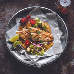 Rainbow Trout Fish Tacos With Avocado Salsa &amp; Pickled Red Onions