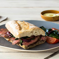 Steak Sandwiches With Horseradish Cream &amp; Tomato-watercress Salad