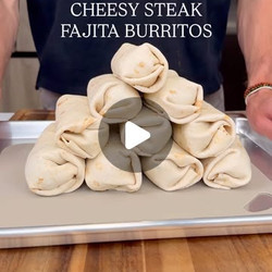 Sheet Pan Cheesy Steak Fajita Burritos