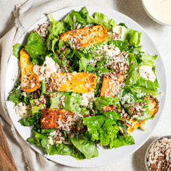 Vegan Caesar Salad With Crispy Tofu