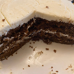 Homemade Chocolate Cake with Vanilla-Flavored Cream Cheese Frosting