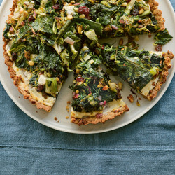 Bread Tart With Greens, Pine Nuts And Raisins Recipe