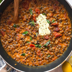 Creamy Sundried Tomato Lentils