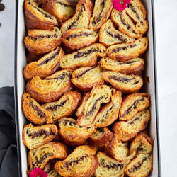Nutella Stuffed Croissant French Toast
