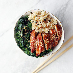 Teriyaki Chicken Rice Bowls With Garlicky Kale