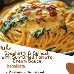 Spaghetti &amp; Spinach with Sun-Dried Tomato Cream Sauce