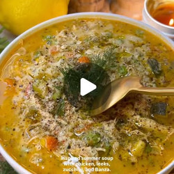 Avgolemono-inspired Summer Soup With Leeks, Zucchini, Roasted Corn, And @eatbanza Shells