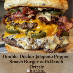 Double-decker Jalapeño Popper Smash Burger With Ranch Drizzle