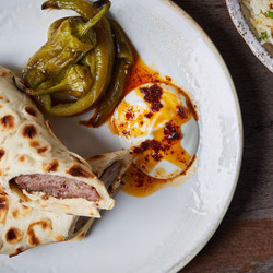 Lamb And Beef Köfte With Marinated Turkish Peppers And Chickpea Rice