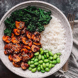 Mushroom Bowl With Sesame Garlic Broccolini And Edamame