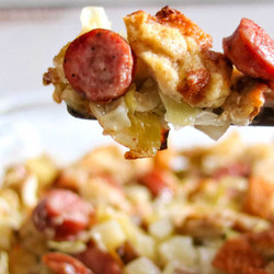 Mennonite Cabbage Potato Kielbasa Bake