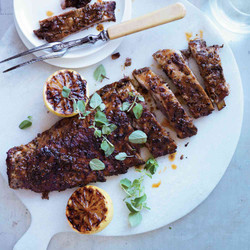 Greek-style Pork Spareribs With Grilled Lemons