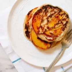 Caramelized Peach And Oat Pancakes