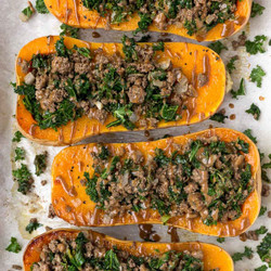 Stuffed Butternut Squash With Beef &amp; Kale