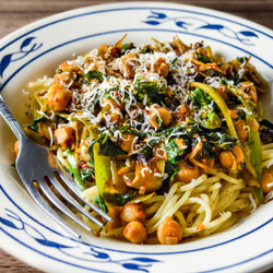 Chickpea And Gai Lan Spaghettini