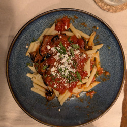 Pasta with Caramelized Eggplant and Rich Tomato Sauce