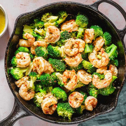 Shrimp And Broccoli Skillet With Ladolemono Sauce