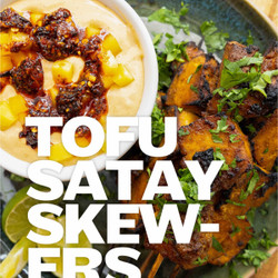 Tofu Satay Skewers With Mango Peanut Sauce