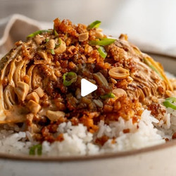 Roasted Cabbage With Dan Dan Sauce And Tofu Mince