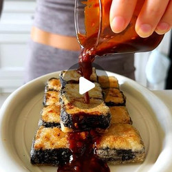 Nori Wrapped Crispy Tofu With A Sweet &amp; Spicy Gochujang Sauce