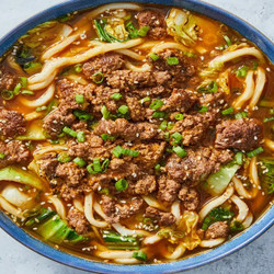 Japanese-inspired Beef Tan Tan Men With Udon Noodles, Bok Choy, Cabbage &amp; Sesame Seeds