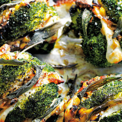 Sage And Halloumi Roasted Broccoli With Caramelised Leeks