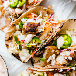Seared Cod Fish Tacos With Sweet And Tangy Sauce