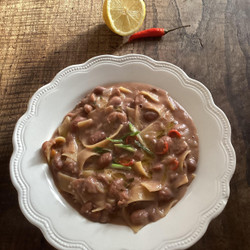 Pasta E Fagioli With Coconut, Spring Onion, Chilli And Lemon